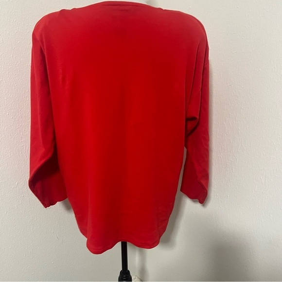 Vintage IB DIFFUSION Artsy Red Large Women Scoop Neck Blouse Embellished Cotton - Picture 5 of 10